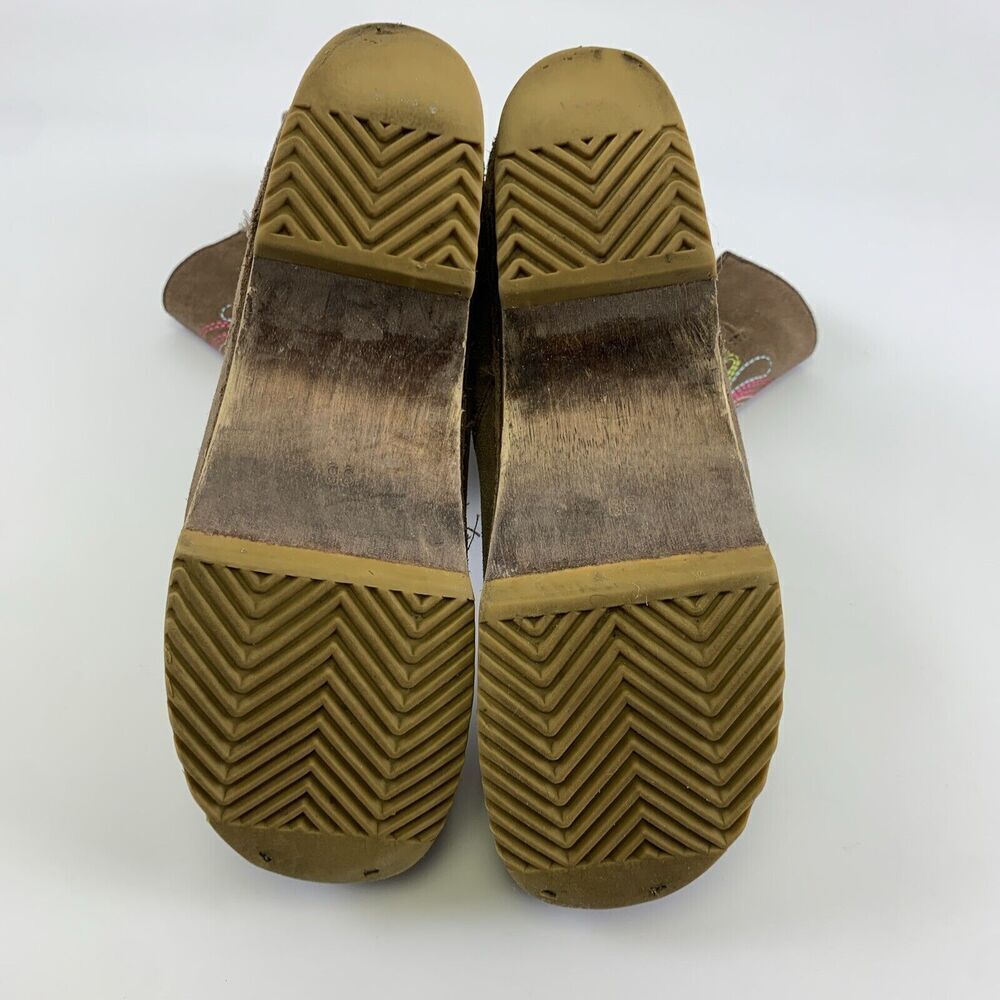 BOGO Hanna Andersson Brown Suede Boot Zip Embroidered Wooden Youth 38 5.5 W 7.5 - Picture 11 of 16